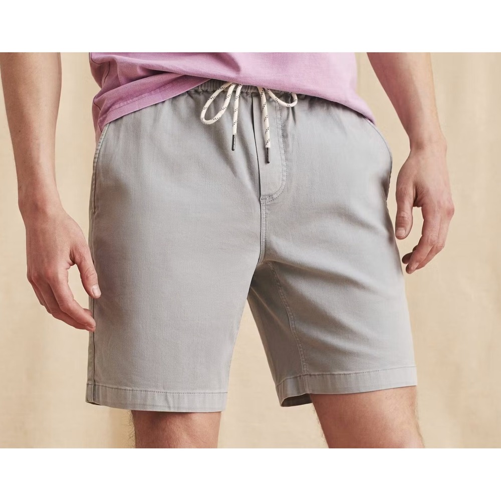 Faherty Brand Mens Essential Shorts Light Grey Elastic Waist Drawstring Size S